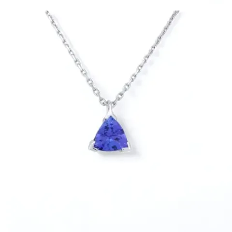 Collier tanzanite trillion serti griffes en or blanc 18 carats
