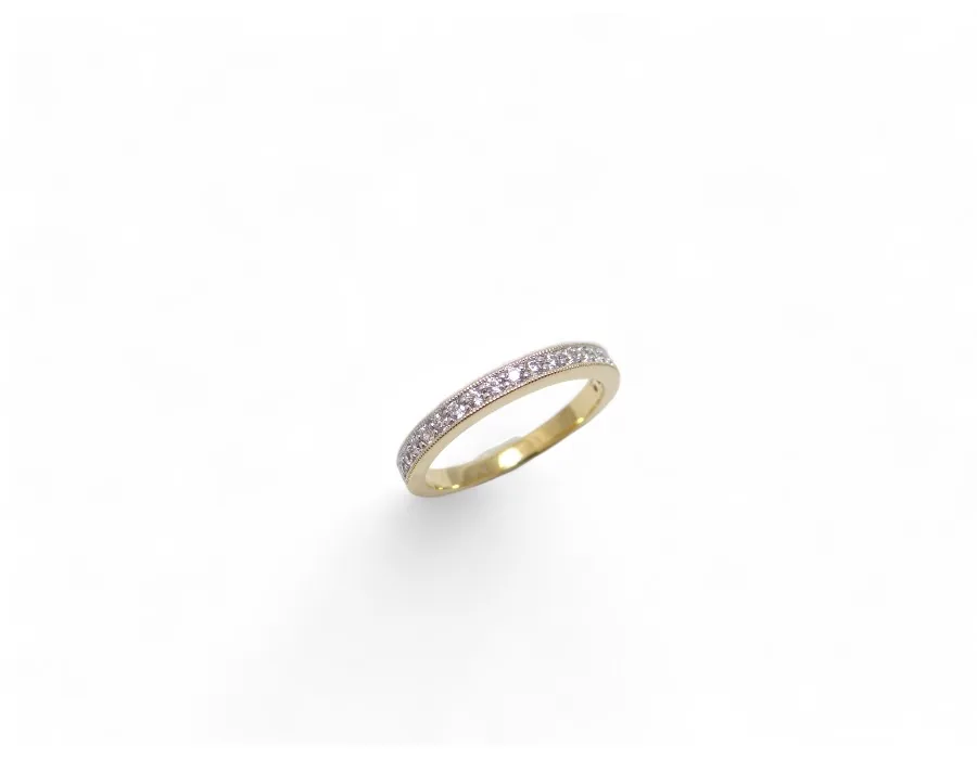 alliance diamant naturel or jaune 18 carats serti grains alliance mariage