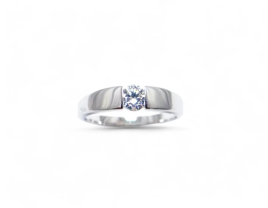 bague or blanc 18 carats moderne avec un diamant de serti en semi clos bague de fiançailles