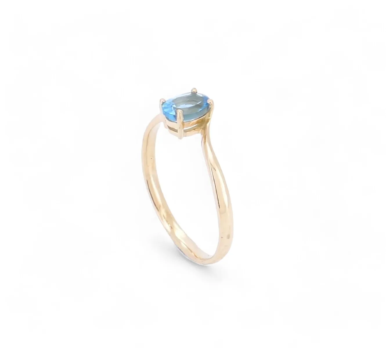 bague or jaune 18 carats et topaze bleu