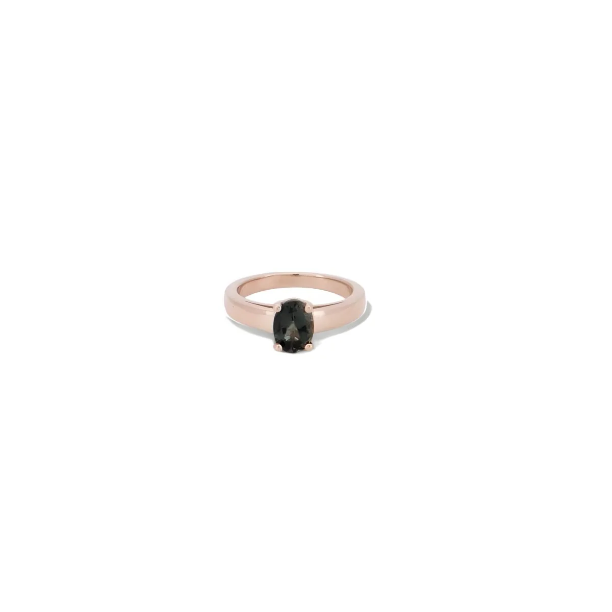bague or rose 18 carats avec une tourmaline verte ovale