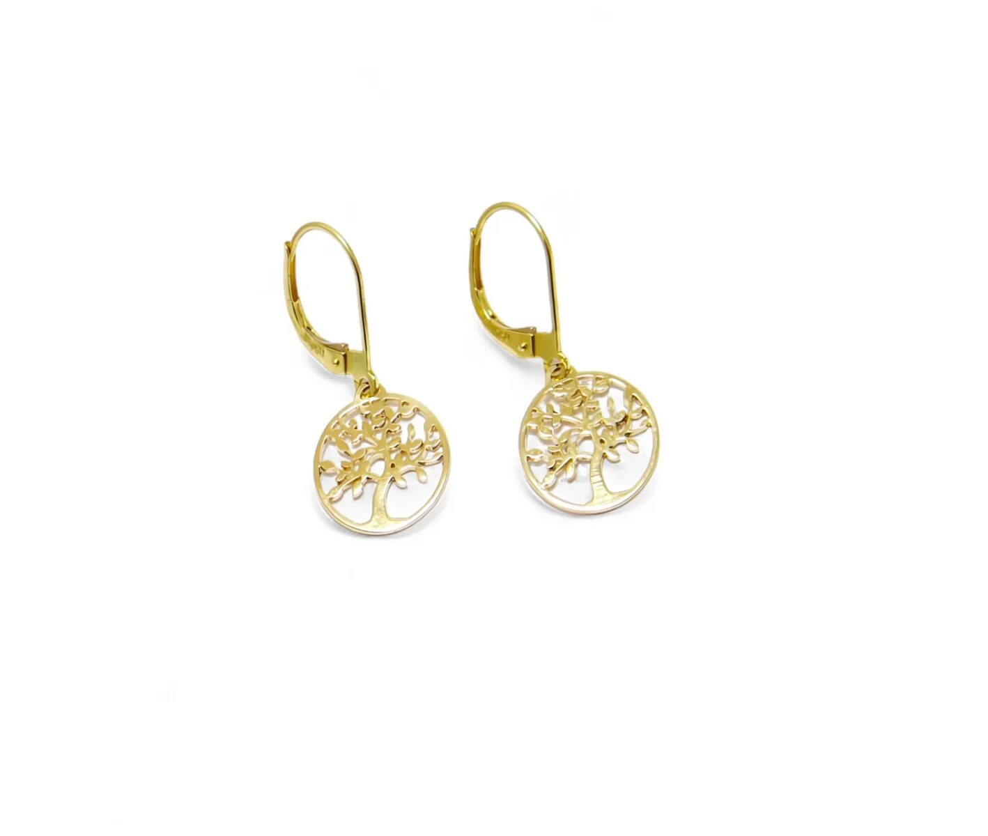 boucles d oreilles en or jaune 18 carats représentant un arbre de vie
