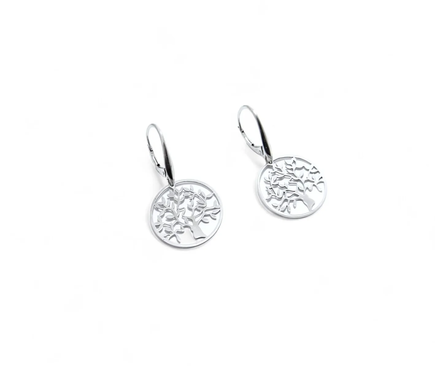 boucles d oreilles arbre de vie en argent 925 avec système d oreilles dormeuses