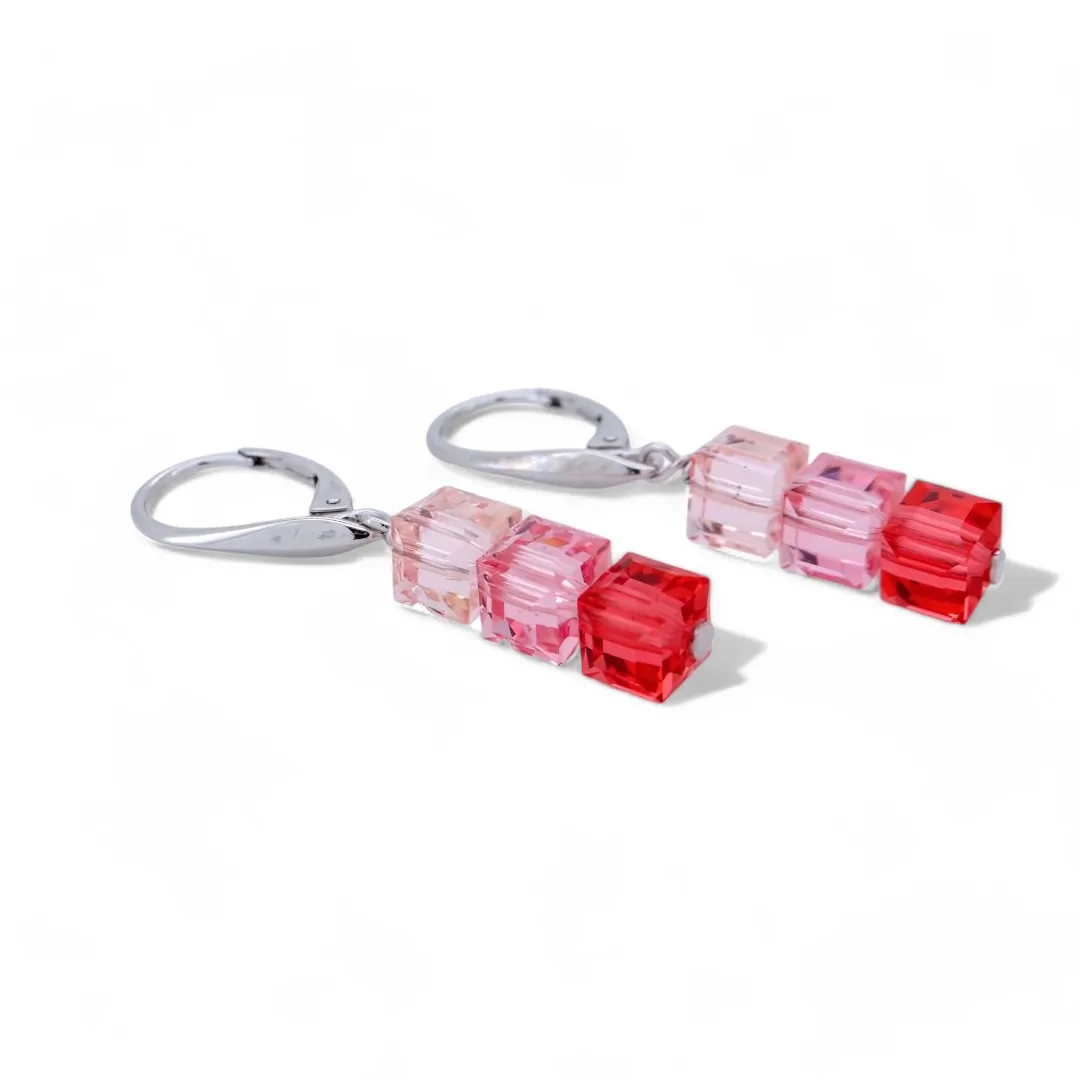 boucles d oreilles argent et cristal swarovski rose