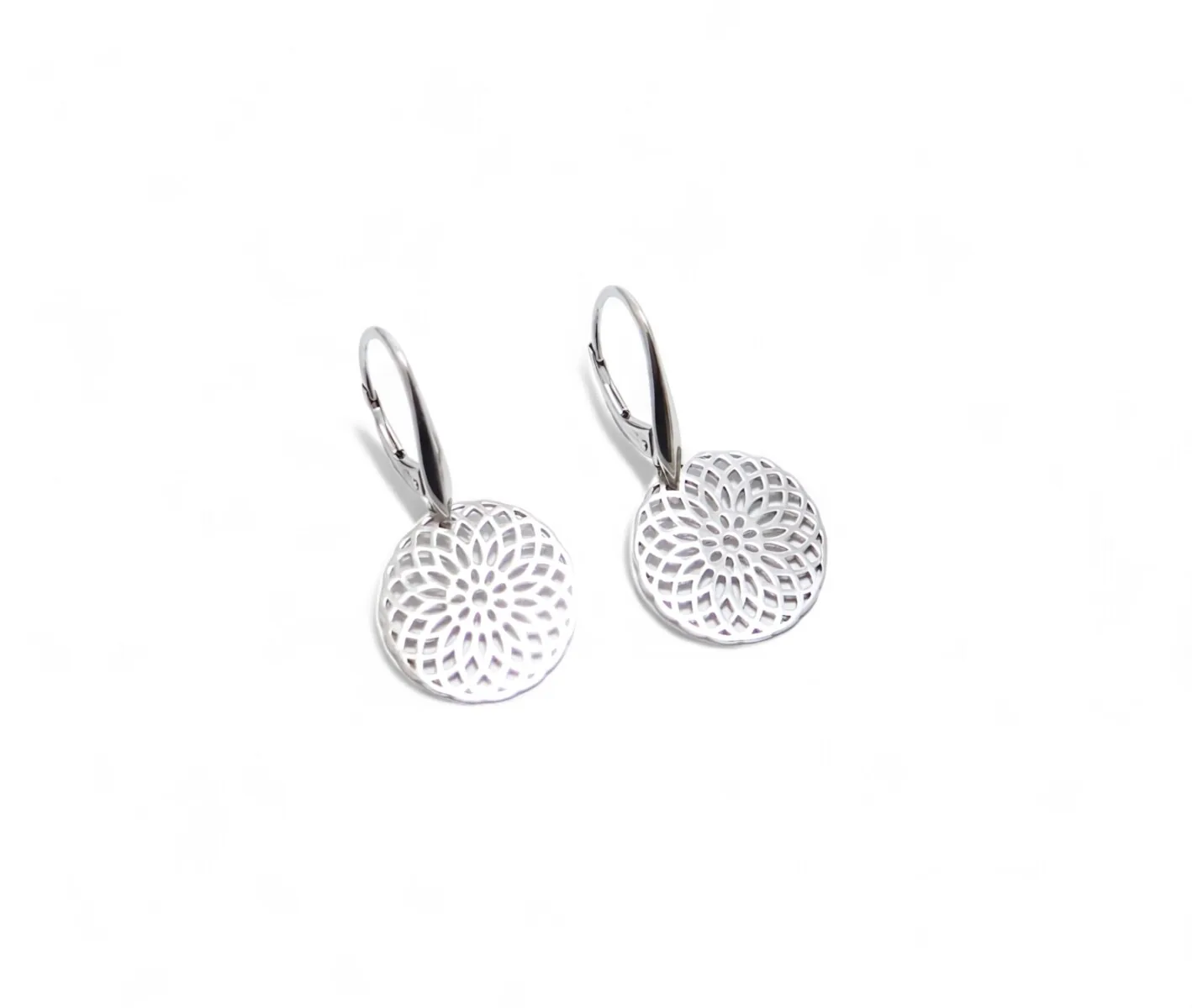 boucles d oreilles en forme de rosace en argent 925 et dormeuses