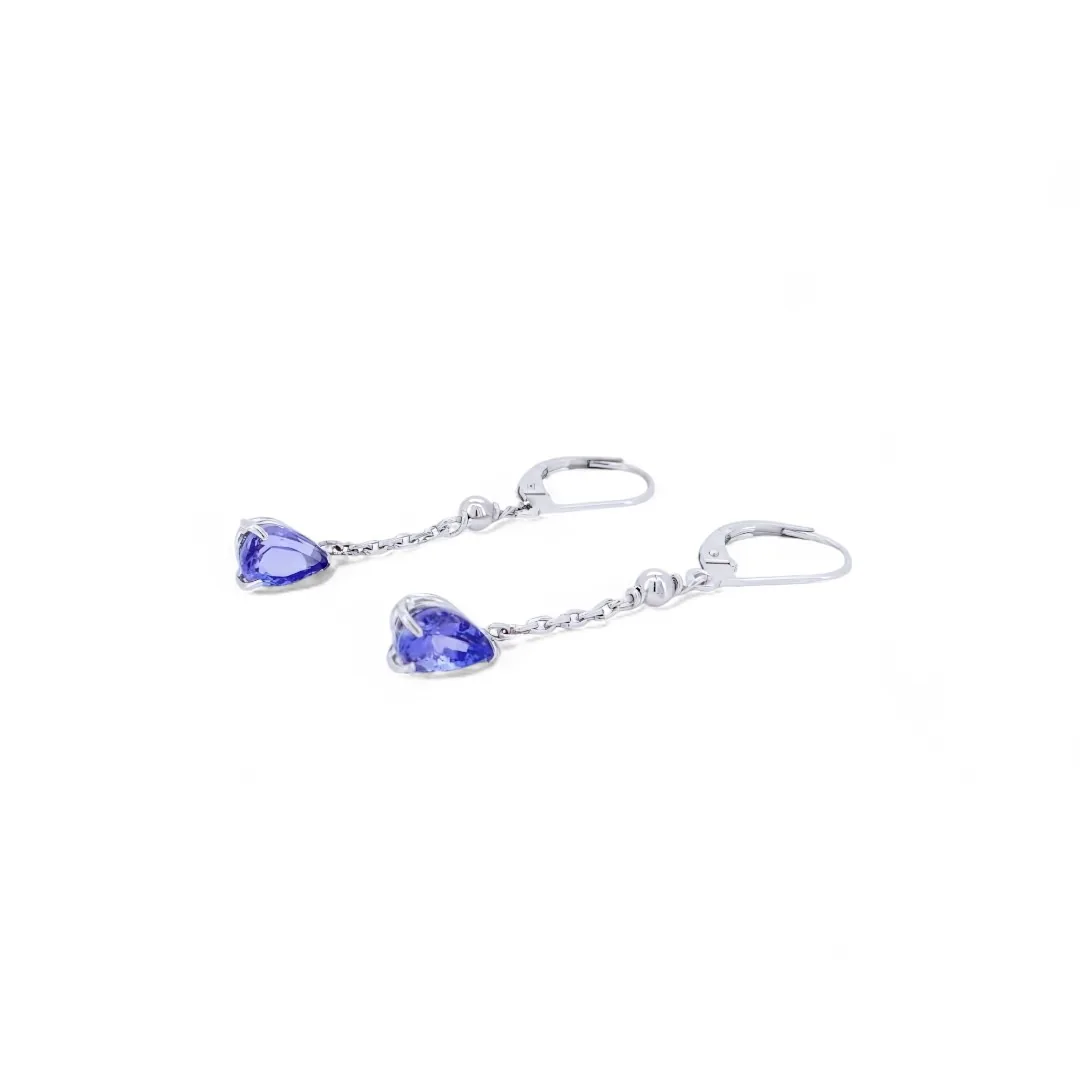 boucles d oreilles or blanc 18 carats et tanzanite poire