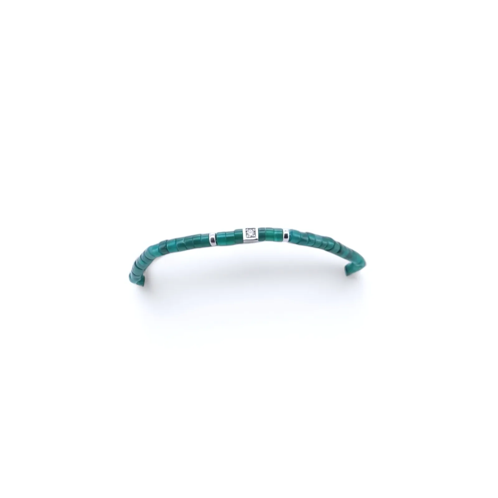 Bracelet en argent orné d’une agate verte et d’un diamant – bijou élégant et naturel