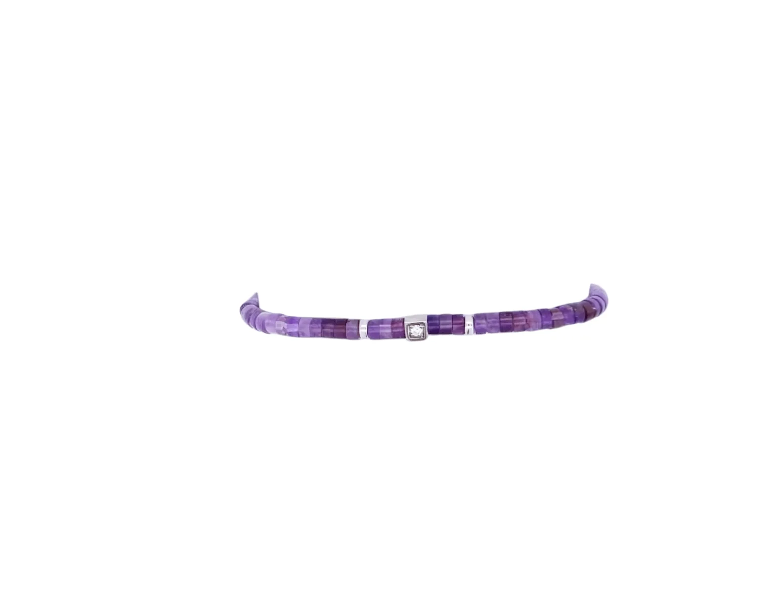 Bracelet en argent avec améthyste et diamant, bijou raffiné et élégant