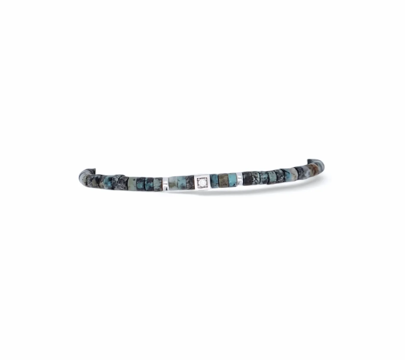Bracelet en argent serti de diamants et orné de turquoise naturelle – bijou raffiné pour femme