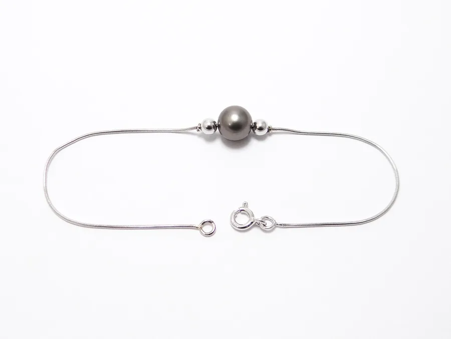 bracelet or blanc 18 carats et perle de tahiti 8 mm