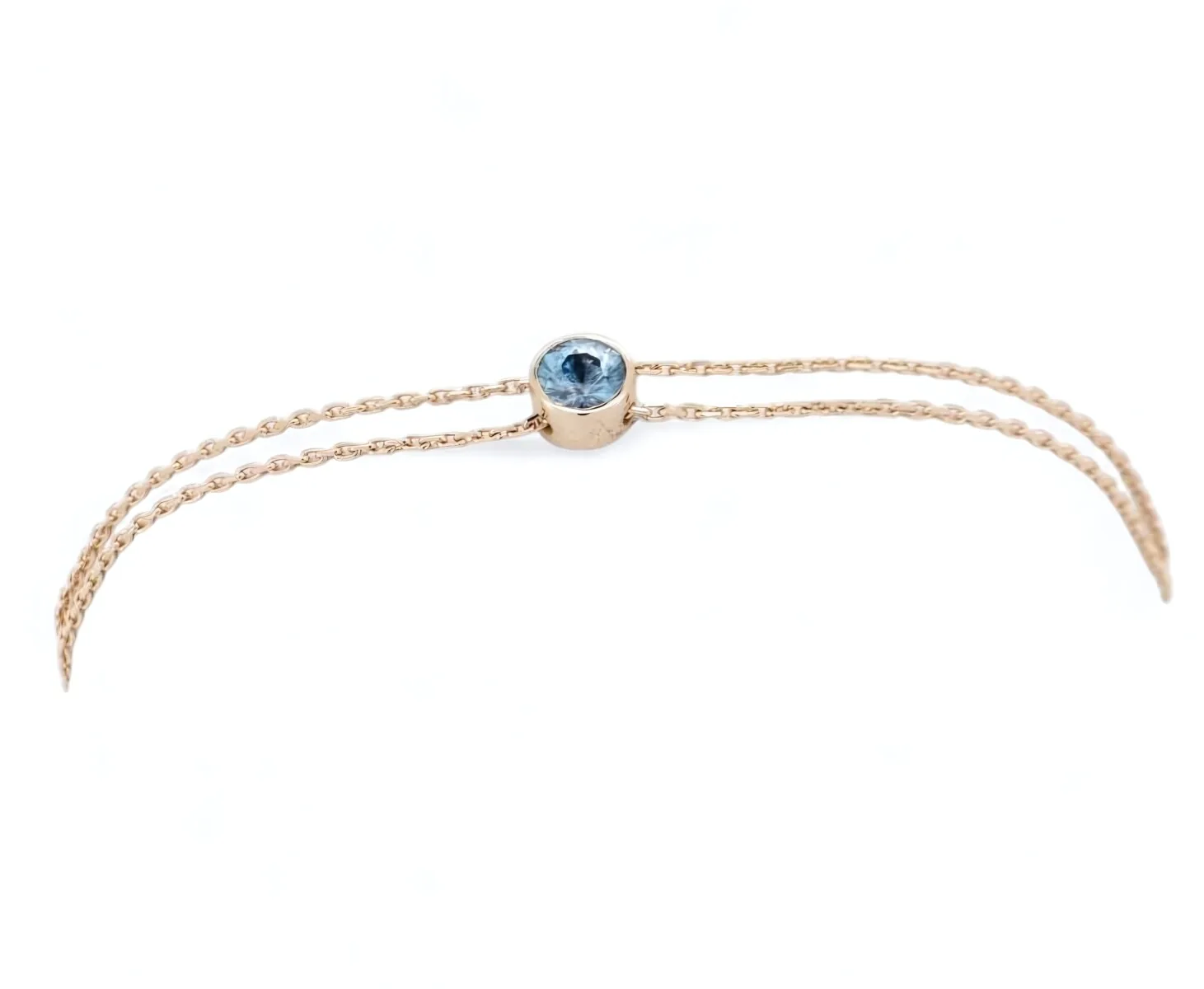 bracelet en or jaune 18 carats et zircon bleu 4 mm