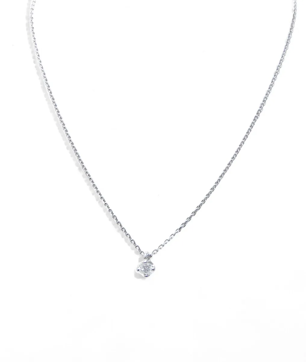 collier diamant serti 4 griffes rond et chaine forcat
