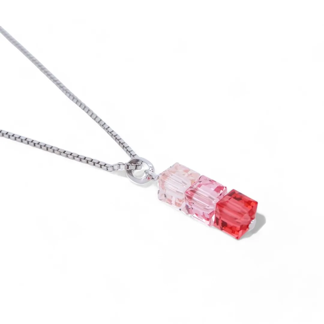 collier cristal swarovski cube rose