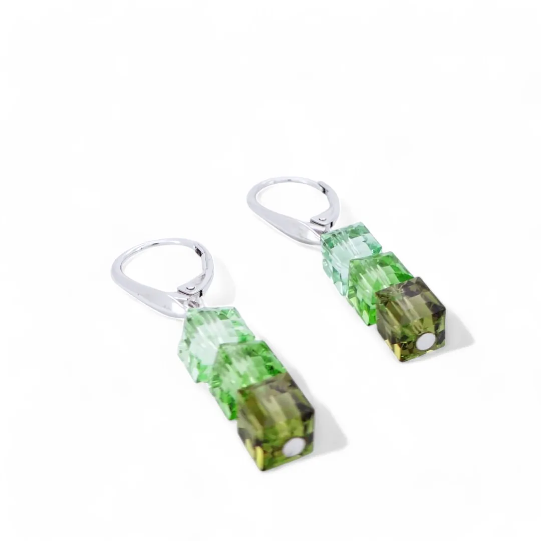 boucles d oreilles argent cristal swarovski vert