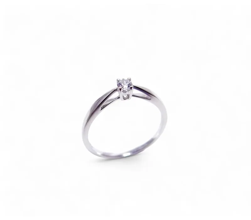 solitaire diamants 0.10 carats chaton 4 griffes monture or blanc 18 carats bague de mariage