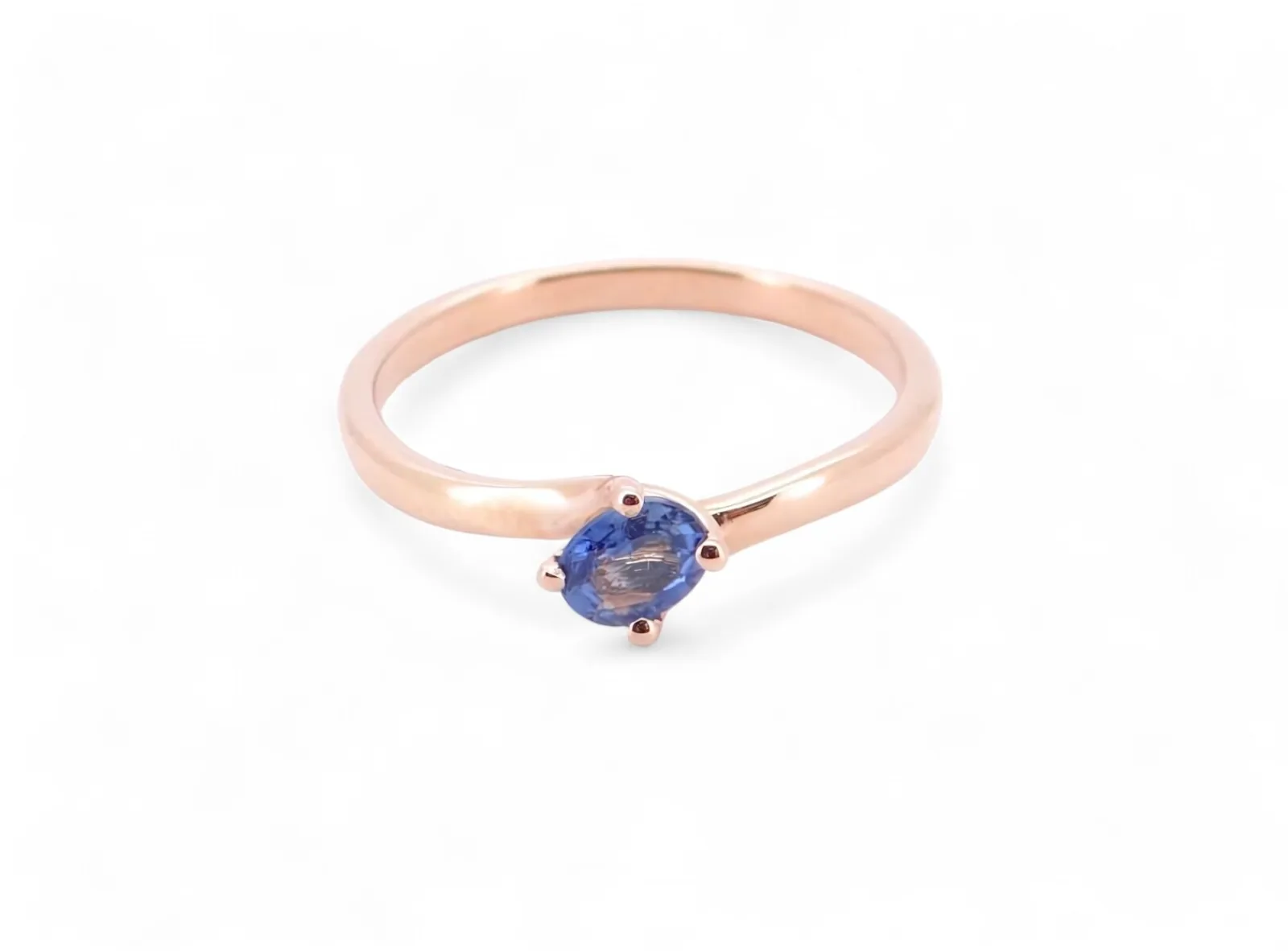 solitaire or rose 18 carat et saphir ceylan