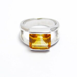 bague citrine taille emeraude pierre semi précieuse monture argent