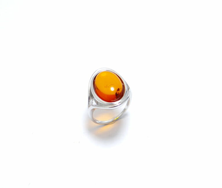 Bague ambre baltique argent