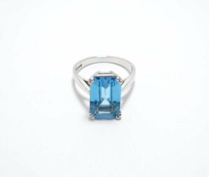 bague argent et topaze bleue rctangle