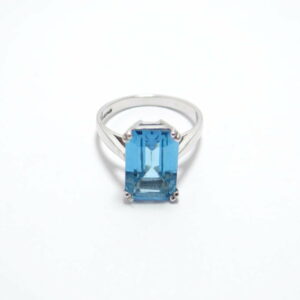 bague argent et topaze bleue rctangle