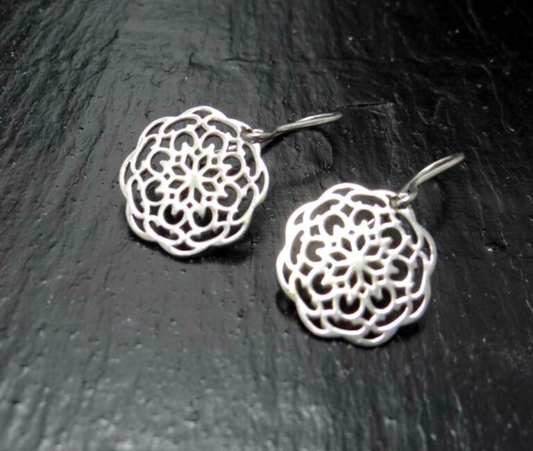 Boucles d’oreilles rosace  en argent