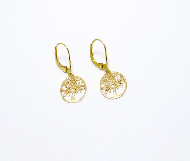 boucles d oreilles en or jaune arbre de vie