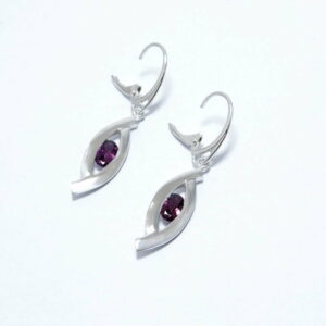 boucles d oreilles argent et grenat rhodolite ovale