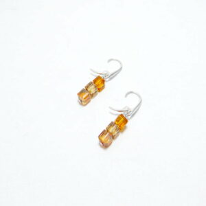 boucles d oreilles argent et cristal swarovski orange