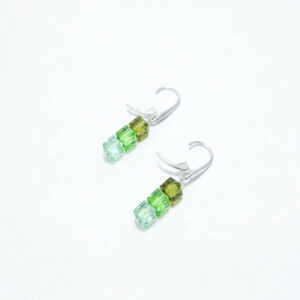 boucles d oreilles argent et cristal swarovski vert carré