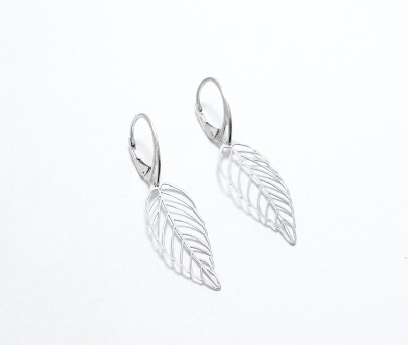 boucles d'oreilles feuilles en argent 925