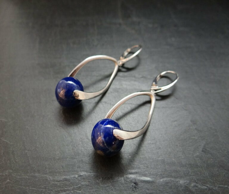 Boucles d’oreilles Lapis-lazuli et argent 925.