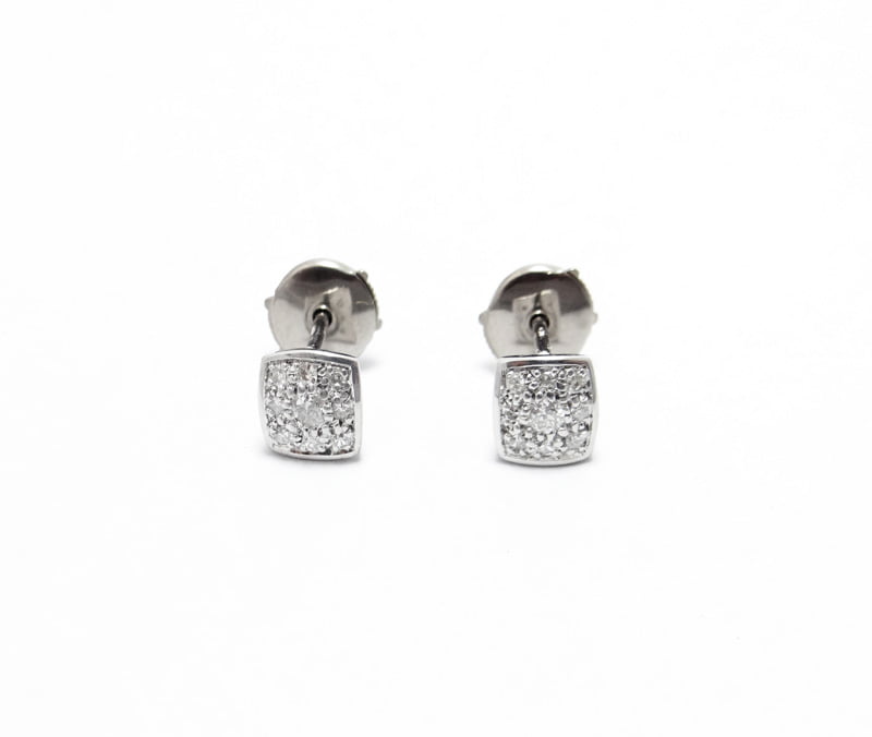 boucles diamants pavages en or blanc 18 carats systeme alpa