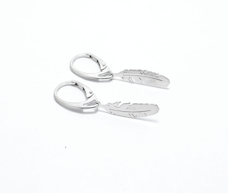 boucles d oreilles en forme de plume en argent 925