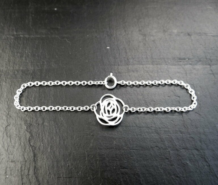 Bracelet rose en argent 925, rhodié.