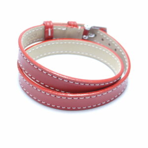 bracelet cuir lanière double tour couleur rouge