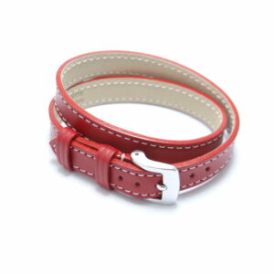 bracelet cuir lanière double tour couleur rouge