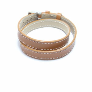 bracelet cuir lanière double tour couleur camel