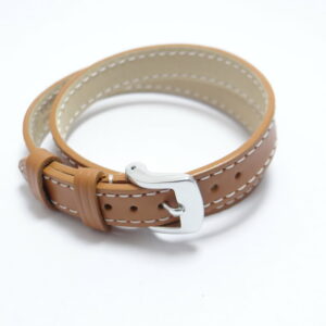 bracelet cuir lanière double tour couleur camel