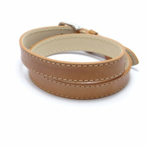 bracelet cuir lanière double tour couleur beige