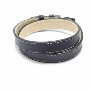 bracelet cuir lanière double tour couleur noir