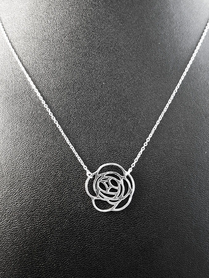 Collier nectar de rose en argent 925, rhodié.