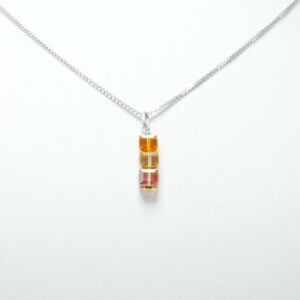 cristal swarovski orange carré collier argent