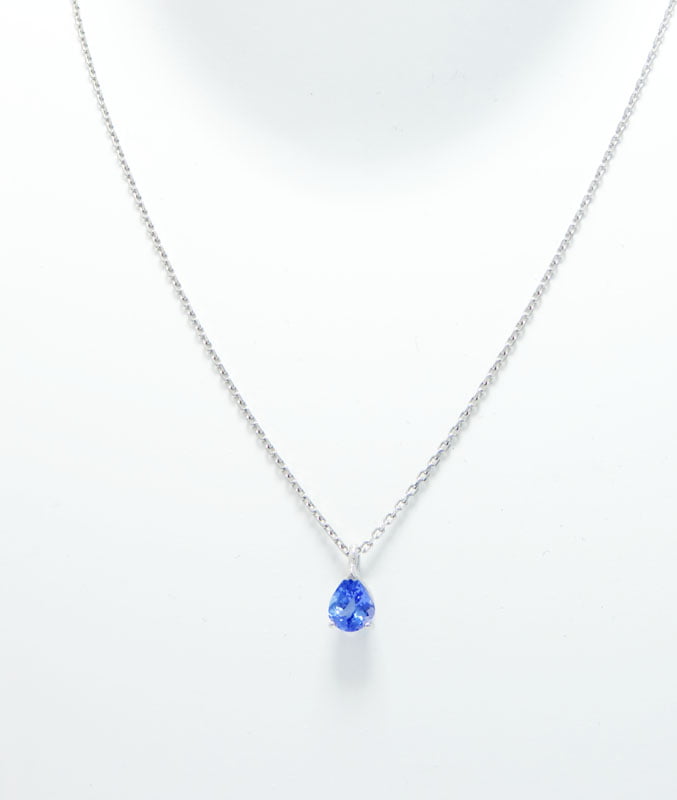 Collier solitaire tanzanite 0.60 carats  or blanc  750.