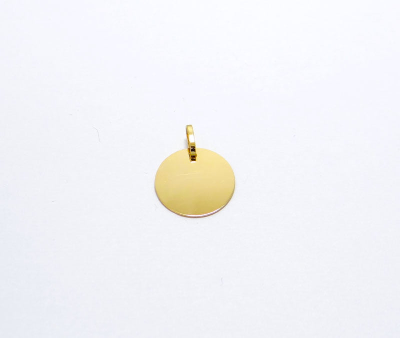 pendentif jeton en or jaune 18 carats rond