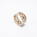 alliance croisillon serti de 9 diamants espacé monture or jaune