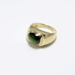 bague tourmaline verte cabochon serti clos monture or jaune 18 carats