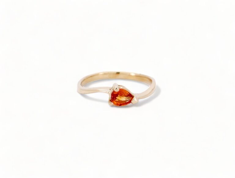 Bague saphir orange or jaune 18 carats