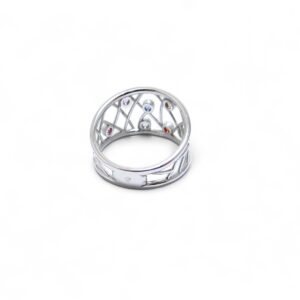 bague saphirs de couleurs rond petit en or blanc 18 carats