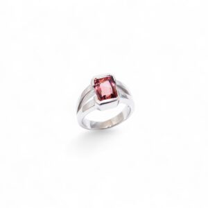 bague tourmaline taille émeraude monture or blanc 18 carats