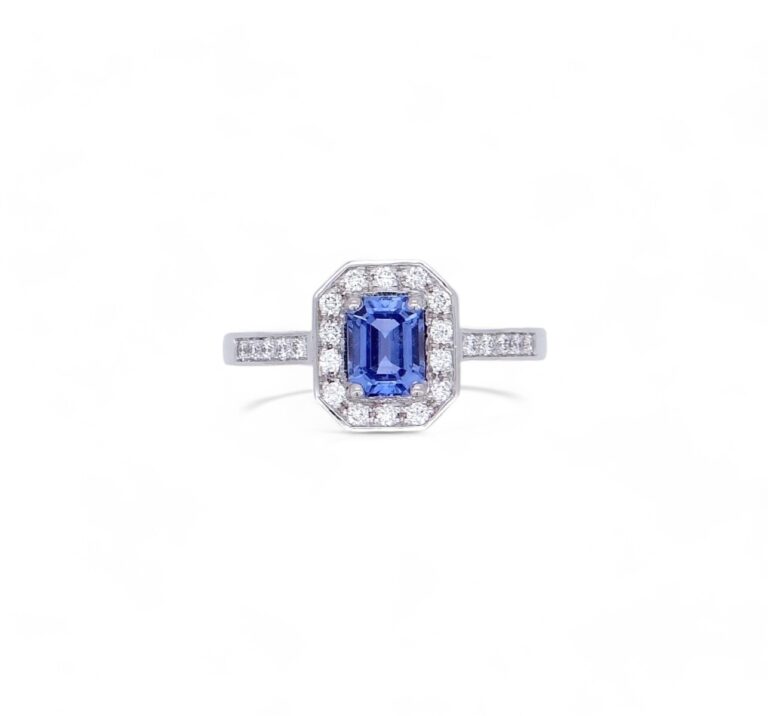 Bague Saphir Ceylan en Or Blanc 18 Carats